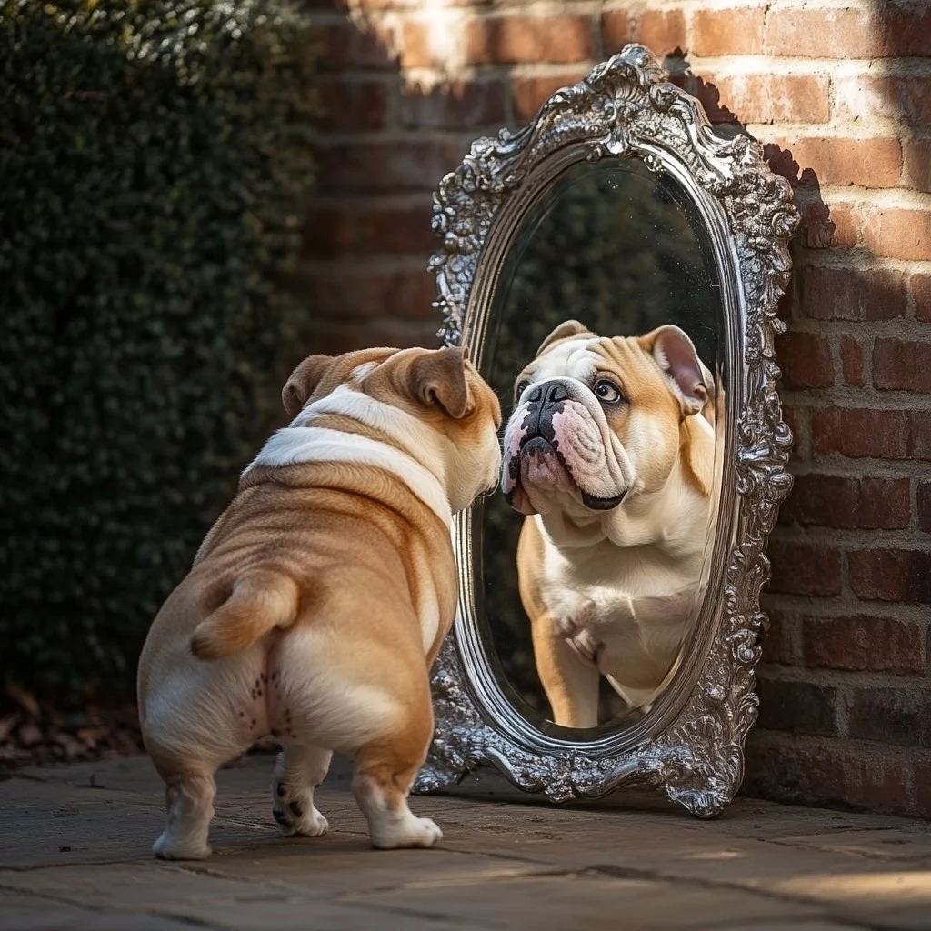 StockCake Bulldog meets reflection