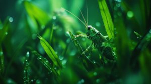 Stockcake grasshopper on leaves 1749077709