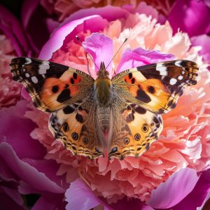 Stockcake butterfly on peony 1758037984