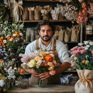 Stockcake florist arranging bouquet 1762322787